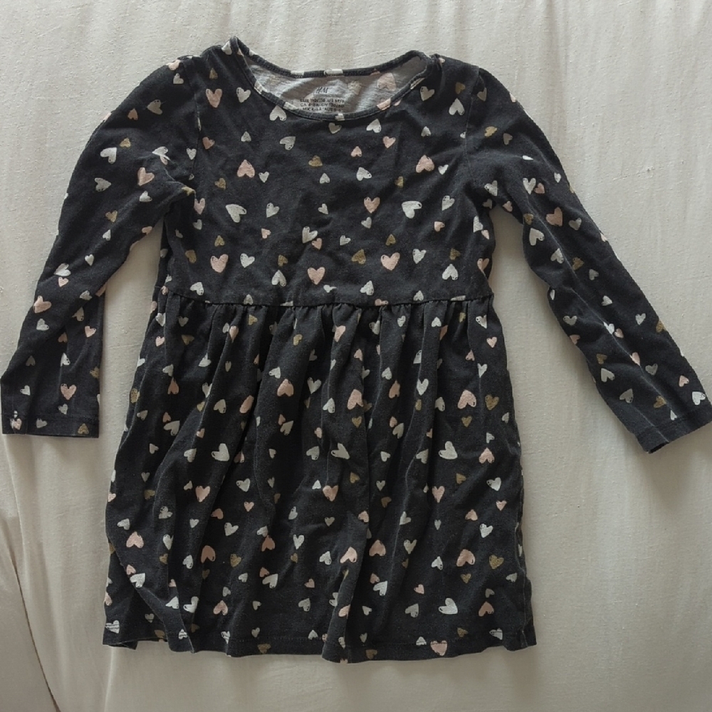 Gray Long Sleeve Crew Neck Casual Sundress